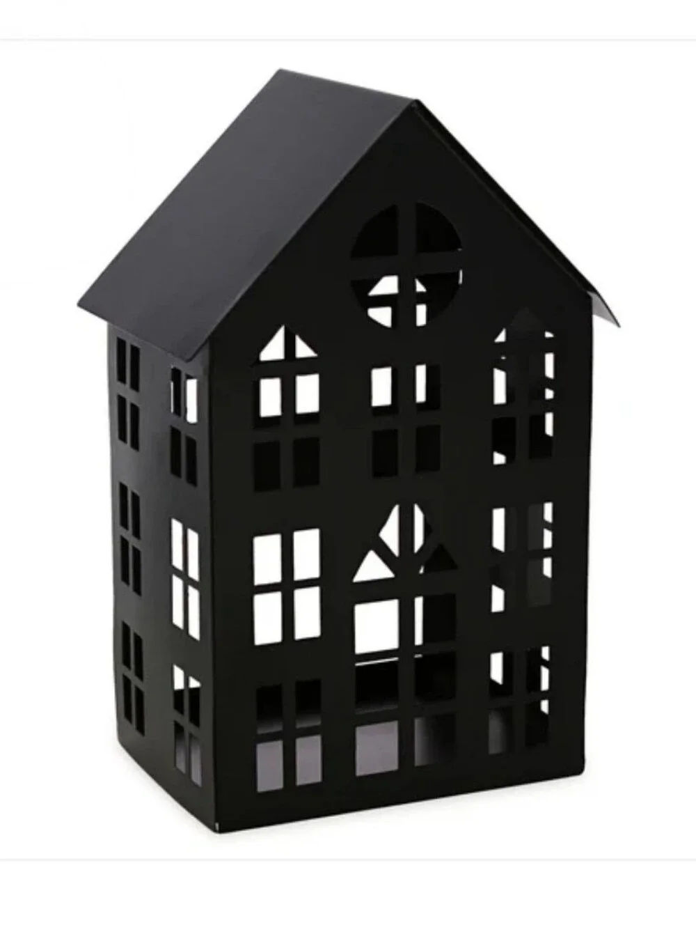 Black Metal Haunted House Tea Light Candle Lantern Halloween Decor